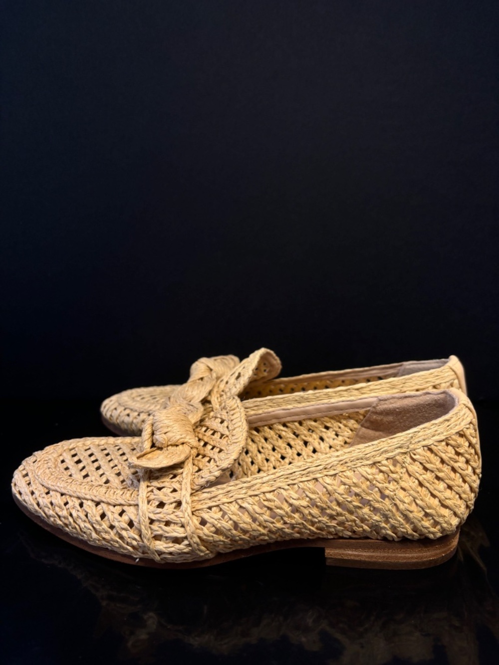 Charles David NWOB Raffia Woven Loafer Flats Knot Natural Tan Size 6 - Picture 3 of 14